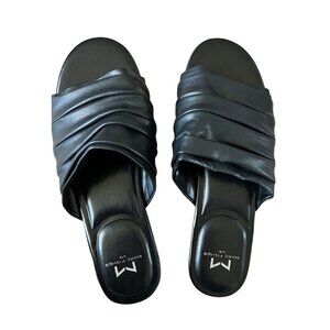 Marc Fisher LTD Oswin Faux Leather Slide Sandal (Women) – Black, Size 8.5